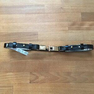 Ann Taylor Black Patent Leather Belt with Gold Buckle Size XS/S